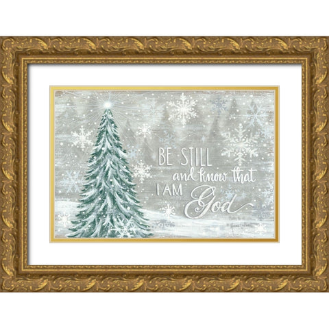 Be Still Gold Ornate Wood Framed Art Print with Double Matting by Laponit, Annie