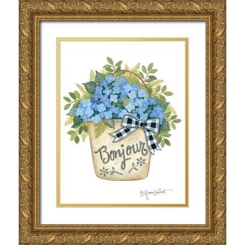 Hydrangeas Bonjour Gold Ornate Wood Framed Art Print with Double Matting by LaPoint, Annie