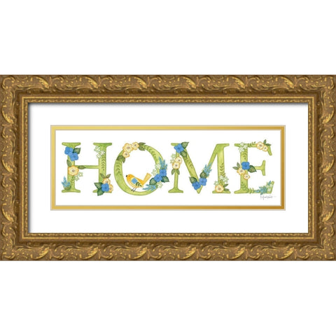 Hydrangeas in Bloom HOME Gold Ornate Wood Framed Art Print with Double Matting by LaPoint, Annie