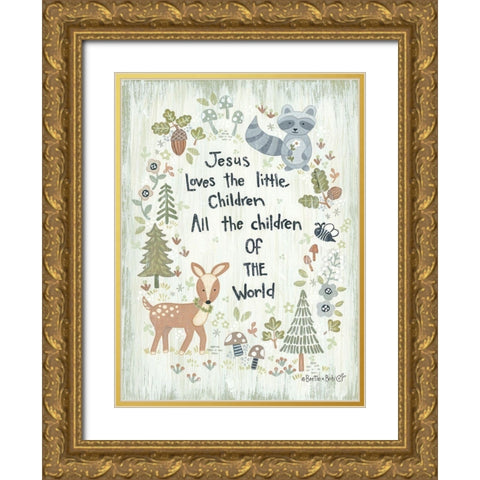 All the Children of the World - Woodland Gold Ornate Wood Framed Art Print with Double Matting by LaPoint, Annie
