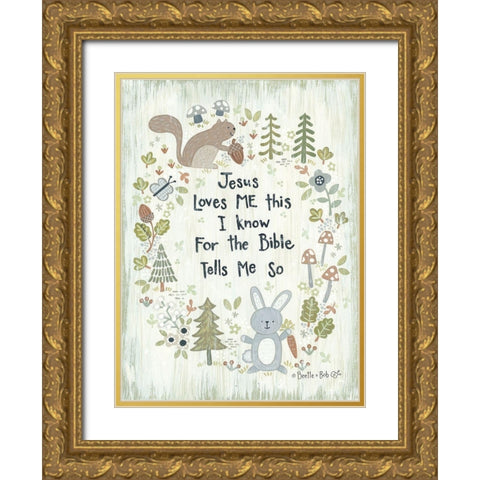Jesus Loves Me - Woodland Gold Ornate Wood Framed Art Print with Double Matting by LaPoint, Annie