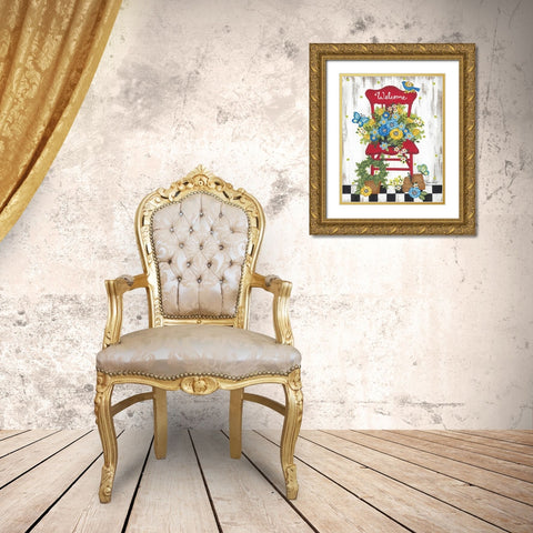 Welcome Garden Chair Gold Ornate Wood Framed Art Print with Double Matting by Lapoint, Annie