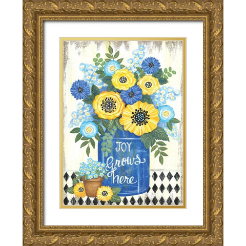 Joy Grows Here Gold Ornate Wood Framed Art Print with Double Matting by LaPoint, Annie