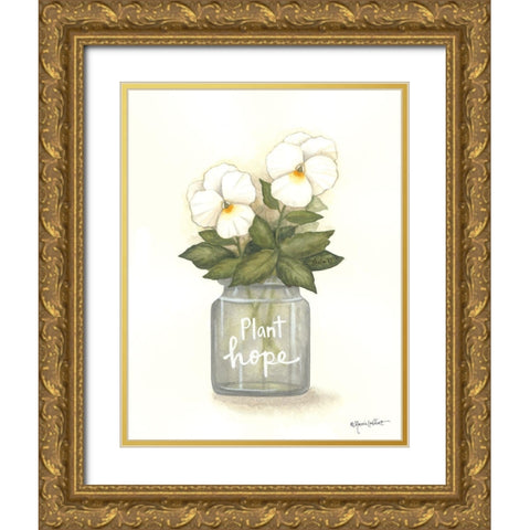 Plant Hope Pansies Gold Ornate Wood Framed Art Print with Double Matting by LaPoint, Annie