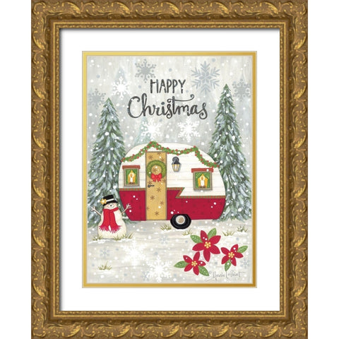 Happy Christmas Camper Gold Ornate Wood Framed Art Print with Double Matting by LaPoint, Annie