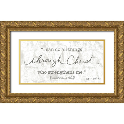 Through Christ Gold Ornate Wood Framed Art Print with Double Matting by LaPoint, Annie