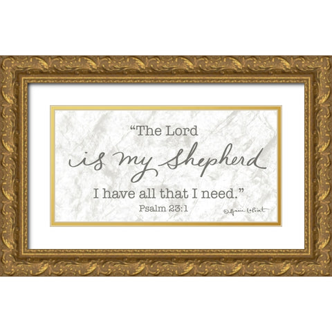 The Lord is My Shepherd Gold Ornate Wood Framed Art Print with Double Matting by LaPoint, Annie