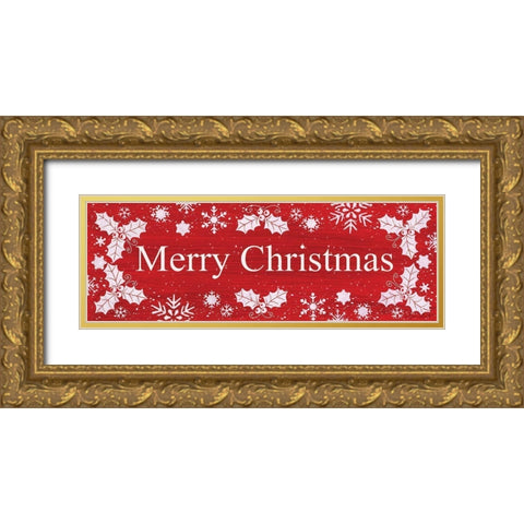 Merry Christmas Gold Ornate Wood Framed Art Print with Double Matting by LaPoint, Annie