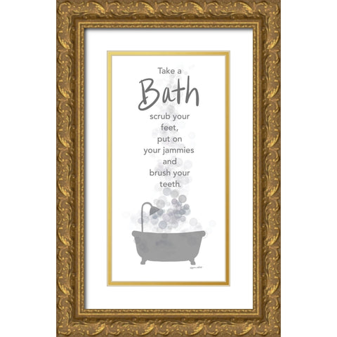 Take a Bath Gold Ornate Wood Framed Art Print with Double Matting by LaPoint, Annie