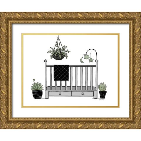 Babys Crib Gold Ornate Wood Framed Art Print with Double Matting by LaPoint, Annie