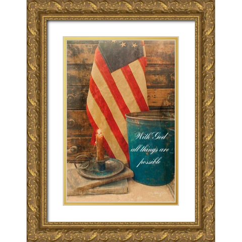 With God All Things are Possible Gold Ornate Wood Framed Art Print with Double Matting by Smith, Anthony