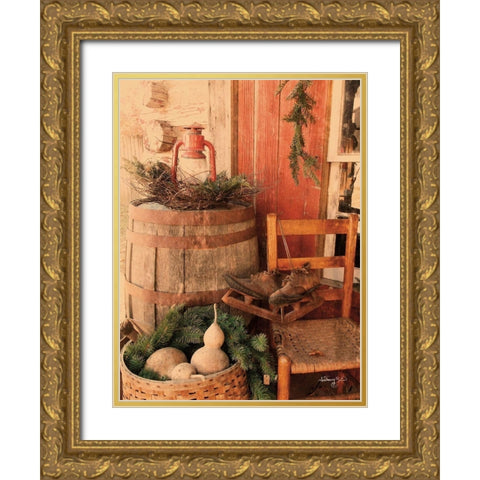 Vintage Skates Gold Ornate Wood Framed Art Print with Double Matting by Smith, Anthony