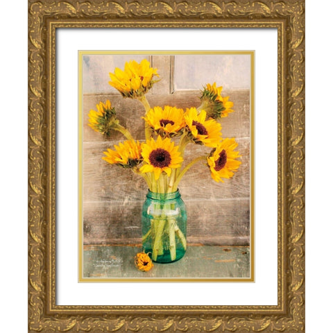 Country Sunflowers I Gold Ornate Wood Framed Art Print with Double Matting by Smith, Anthony