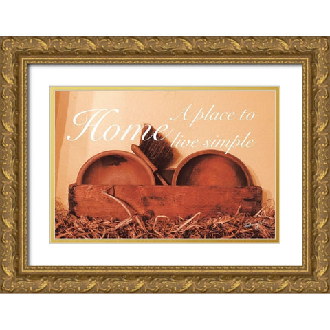 Home a Place to Live Simple Gold Ornate Wood Framed Art Print with Double Matting by Smith, Anthony