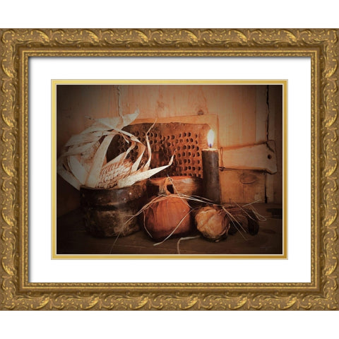 Olde Fall Harvest Gold Ornate Wood Framed Art Print with Double Matting by Smith, Anthony