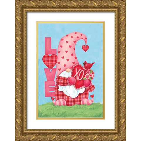 Love Gnome Gold Ornate Wood Framed Art Print with Double Matting by Kater, Diane