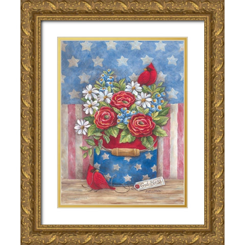American the Beautiful Gold Ornate Wood Framed Art Print with Double Matting by Kater, Diane
