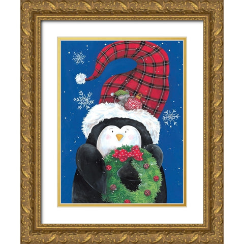 Penguin and Friend Gold Ornate Wood Framed Art Print with Double Matting by Kater, Diane