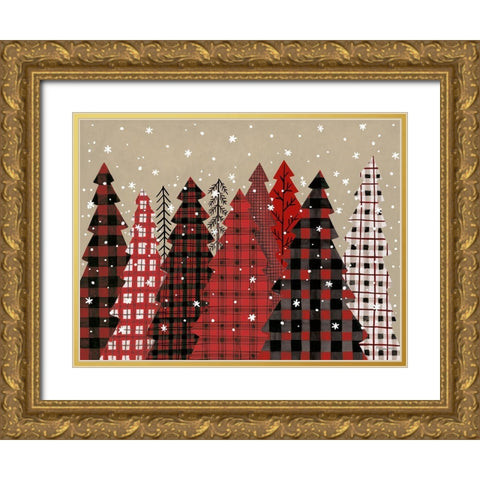 Patterned Trees     Gold Ornate Wood Framed Art Print with Double Matting by Kater, Diane