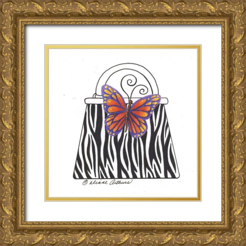 Blue And White China Pots Floral Gold Ornate Wood Framed Art Print with Double Matting by Kater, Diane