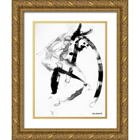 Ink Dance    Gold Ornate Wood Framed Art Print with Double Matting by Thouthip, Anne