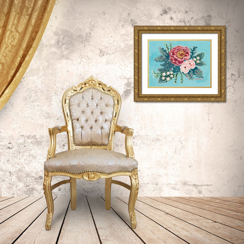 Peony Spring I Gold Ornate Wood Framed Art Print with Double Matting by Baker, Sara