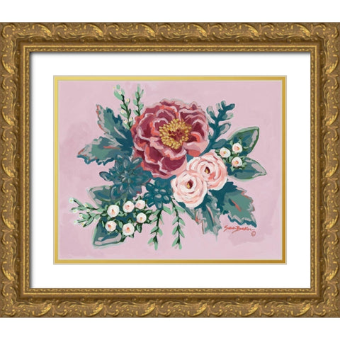 Peony Spring  Gold Ornate Wood Framed Art Print with Double Matting by Baker, Sara