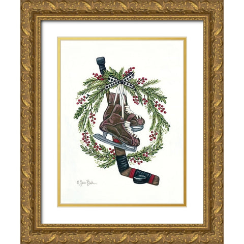Vintage Hockey Set Gold Ornate Wood Framed Art Print with Double Matting by Baker, Sara