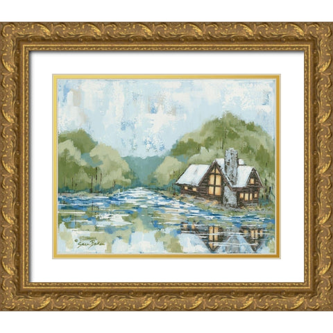 Adventure Lake Gold Ornate Wood Framed Art Print with Double Matting by Baker, Sara