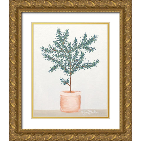 Olive Tree Gold Ornate Wood Framed Art Print with Double Matting by Baker, Sara