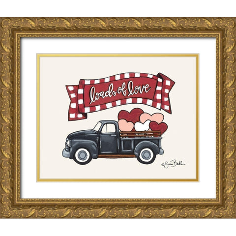 Loads of Love Truck Gold Ornate Wood Framed Art Print with Double Matting by Baker, Sara