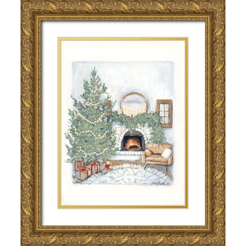 Fireside Bungalow Gold Ornate Wood Framed Art Print with Double Matting by Baker, Sara