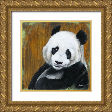 Panda Smile   Gold Ornate Wood Framed Art Print with Double Matting by Hallowell, Britt
