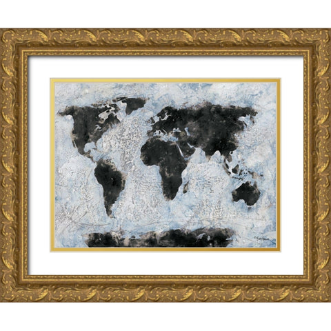 Old World Map   Gold Ornate Wood Framed Art Print with Double Matting by Hallowell, Britt