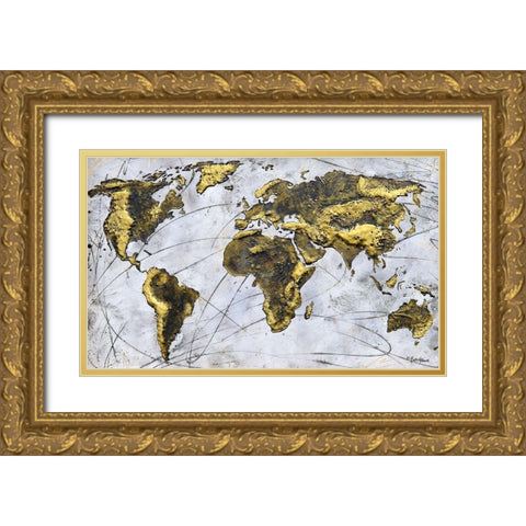 A Wonderful World Gold Ornate Wood Framed Art Print with Double Matting by Hallowell, Britt