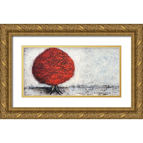 Clinging to Autumn Gold Ornate Wood Framed Art Print with Double Matting by Hallowell, Britt