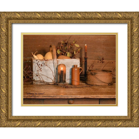 Gathering the Harvest Gold Ornate Wood Framed Art Print with Double Matting by Jacobs, Billy