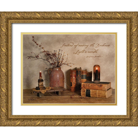 Light a Candle Gold Ornate Wood Framed Art Print with Double Matting by Jacobs, Billy