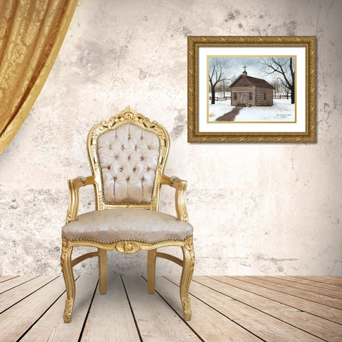 Little Brown Church Gold Ornate Wood Framed Art Print with Double Matting by Jacobs, Billy