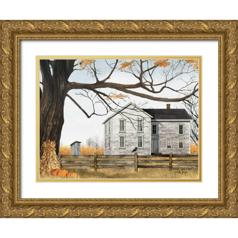 Harvest Time House Gold Ornate Wood Framed Art Print with Double Matting by Jacobs, Billy