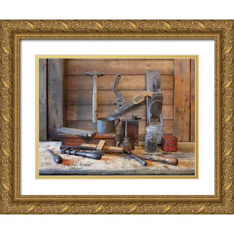 Grand Dads Work Bench Gold Ornate Wood Framed Art Print with Double Matting by Jacobs, Billy