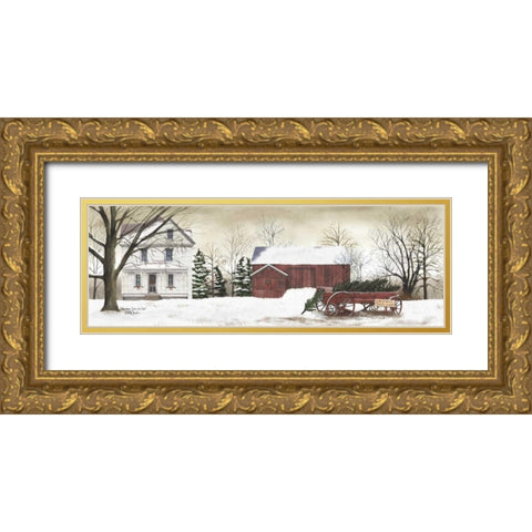 Christmas Trees for Sale Gold Ornate Wood Framed Art Print with Double Matting by Jacobs, Billy