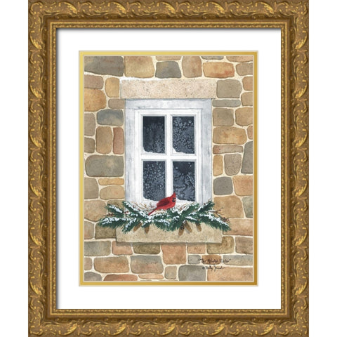 Winter Visitor Gold Ornate Wood Framed Art Print with Double Matting by Jacobs, Billy