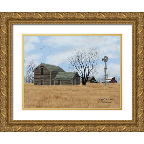 Forgotten Fields Gold Ornate Wood Framed Art Print with Double Matting by Jacobs, Billy