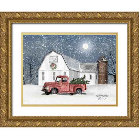 Wintery Weather Gold Ornate Wood Framed Art Print with Double Matting by Jacobs, Billy