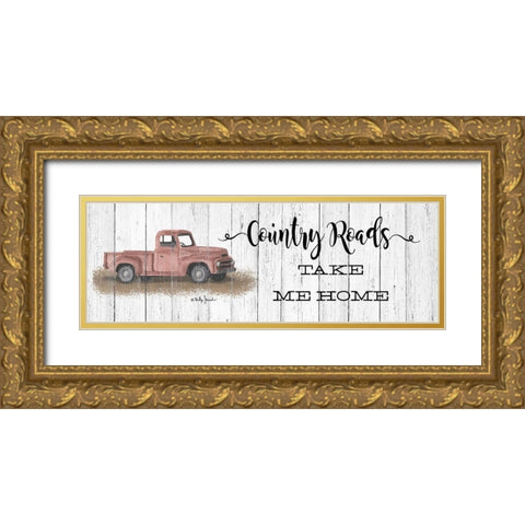 Country Roads Gold Ornate Wood Framed Art Print with Double Matting by Jacobs, Billy