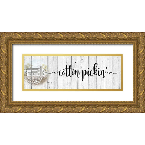Cotton Pickin Gold Ornate Wood Framed Art Print with Double Matting by Jacobs, Billy