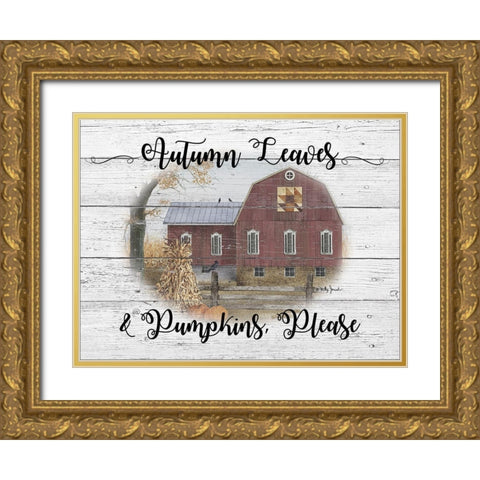 Autumn Leaves Gold Ornate Wood Framed Art Print with Double Matting by Jacobs, Billy