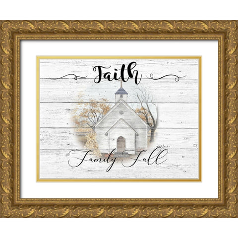 Faith-Family-Fall Gold Ornate Wood Framed Art Print with Double Matting by Jacobs, Billy
