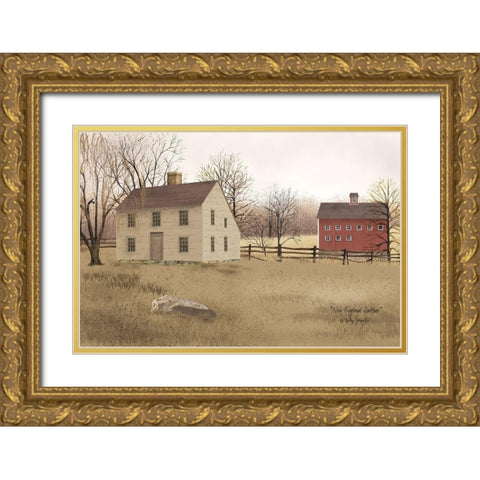 New England Saltbox     Gold Ornate Wood Framed Art Print with Double Matting by Jacobs, Billy